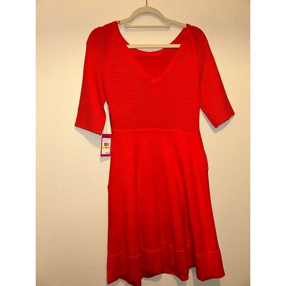 Vince Camuto Ora Orange Ribbed Sweater Dress V Neck Petite Medium NWT Casual - Picture 10 of 10